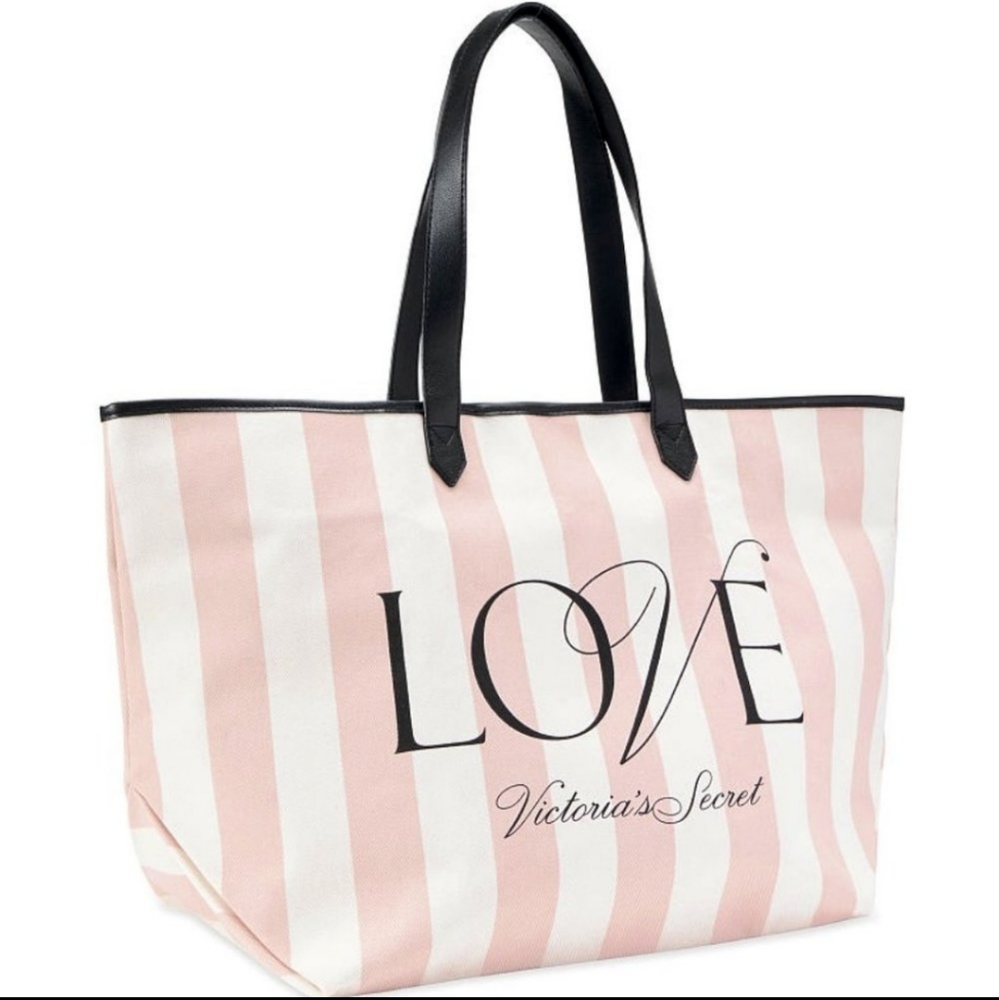 NIP VICTORIA'S SECRET Love Signature Stripe Pink Tote